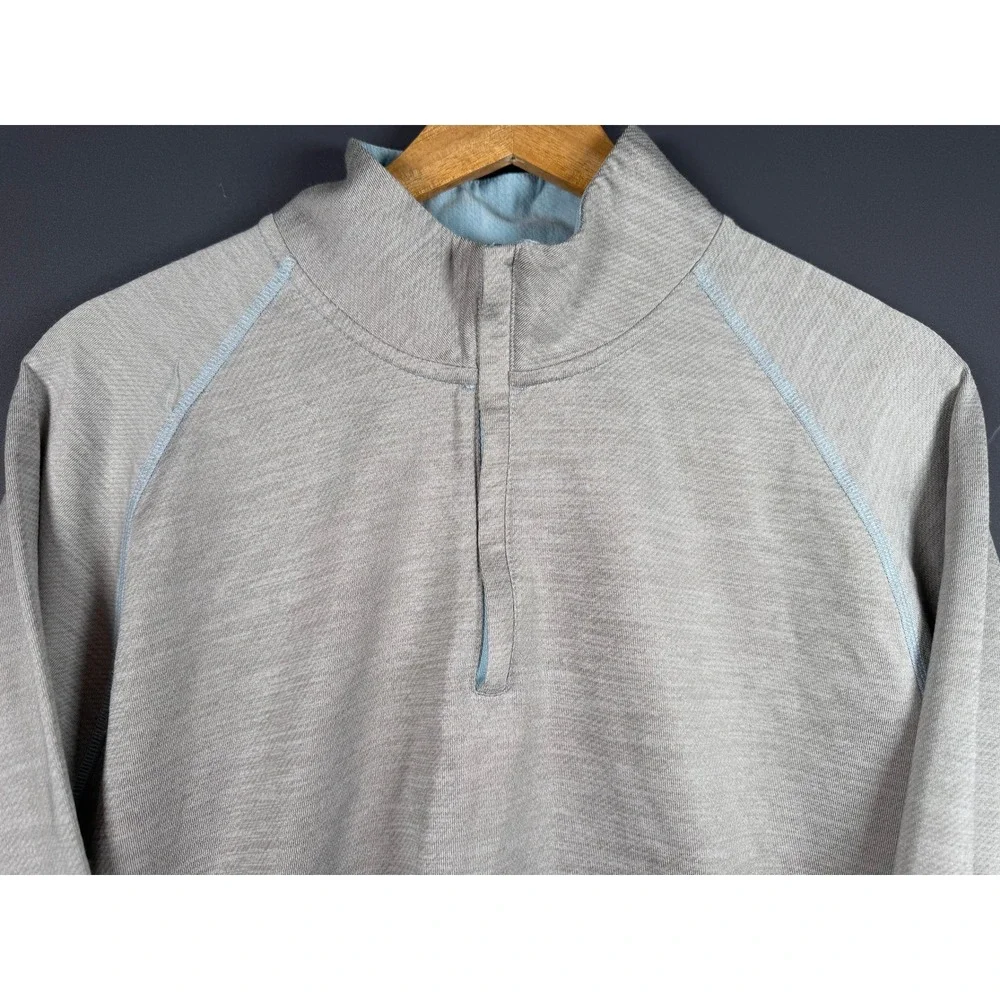 Johnnie-O Mens Large Gray Natural Performance Quarter Zip Pullover